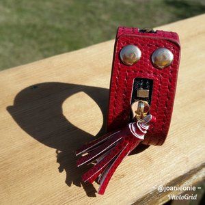 Bracelet Zip Adjustable Punk Tassel RED